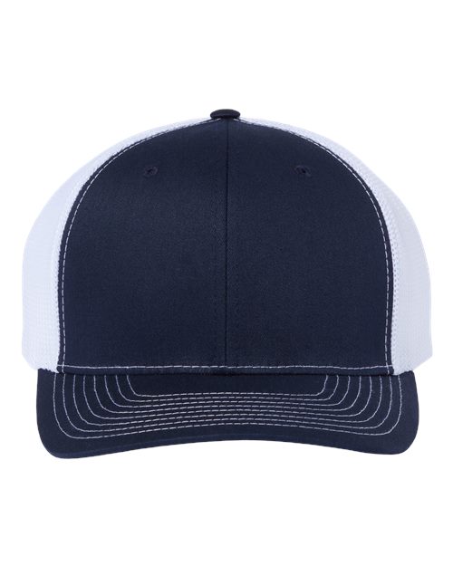 112+ R-Flex Adjustable Trucker Cap -navy/ white