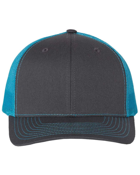 112 Snapback Trucker Cap - Best Seller Charcoal/ Neon Blue
