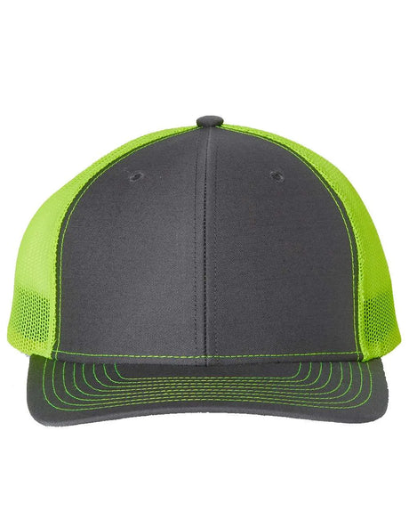 112 Snapback Trucker Cap - Best Seller Charcoal/ Neon Yellow