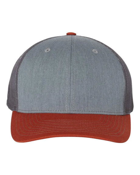 112 Snapback Trucker Cap - Best Seller Heather Grey/ Charcoal/ Dark Orange