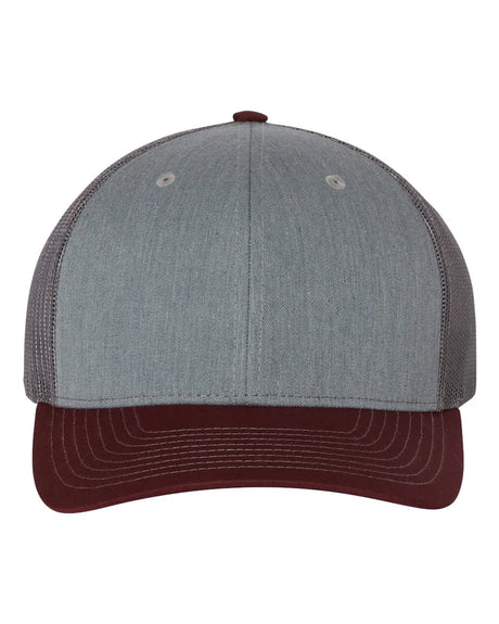 112 Snapback Trucker Cap - Best Seller Heather Grey/ Charcoal/ Maroon
