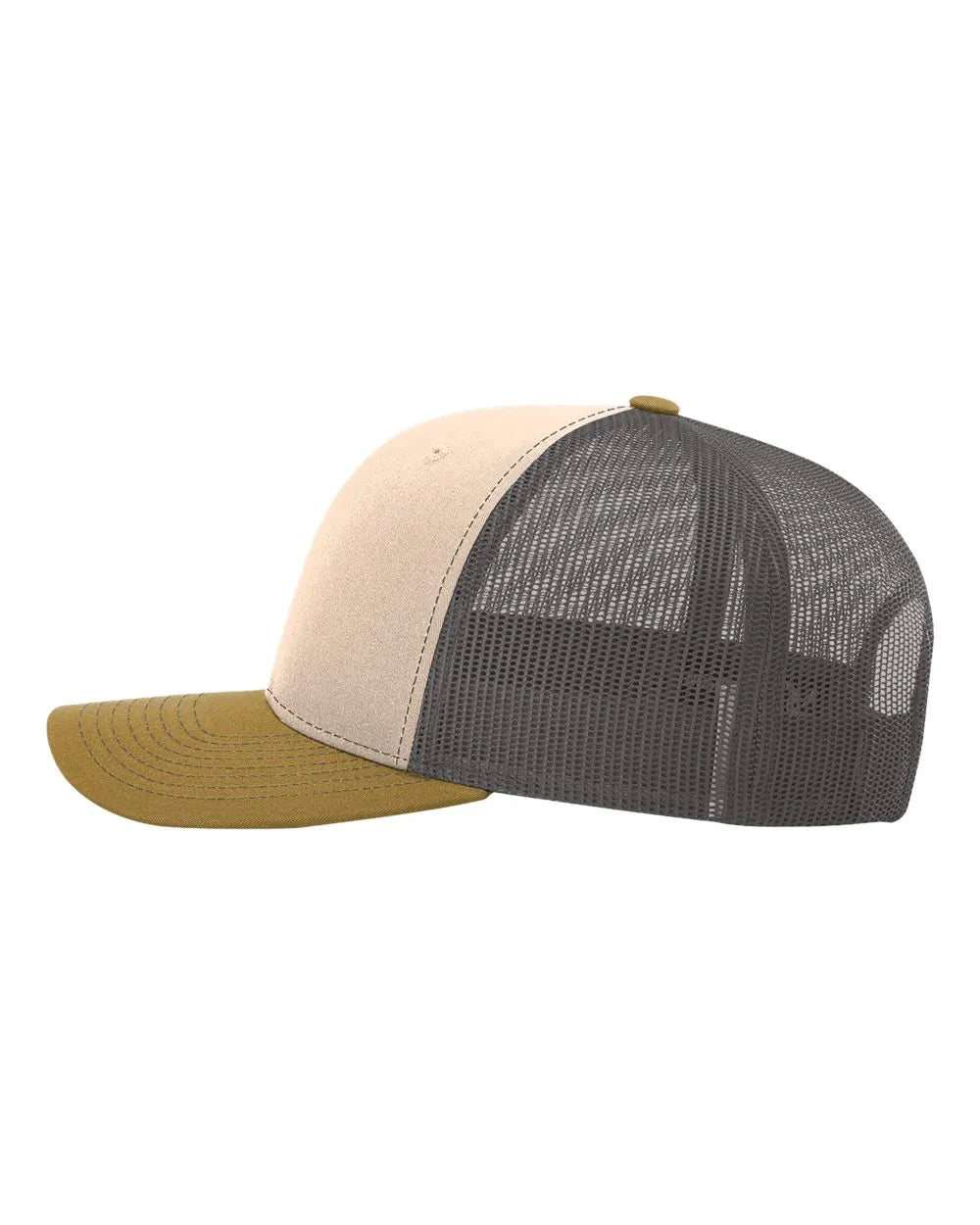112 Snapback Trucker Cap - Best Seller Mink Beige/ Charcoal/ Amber Gold_1