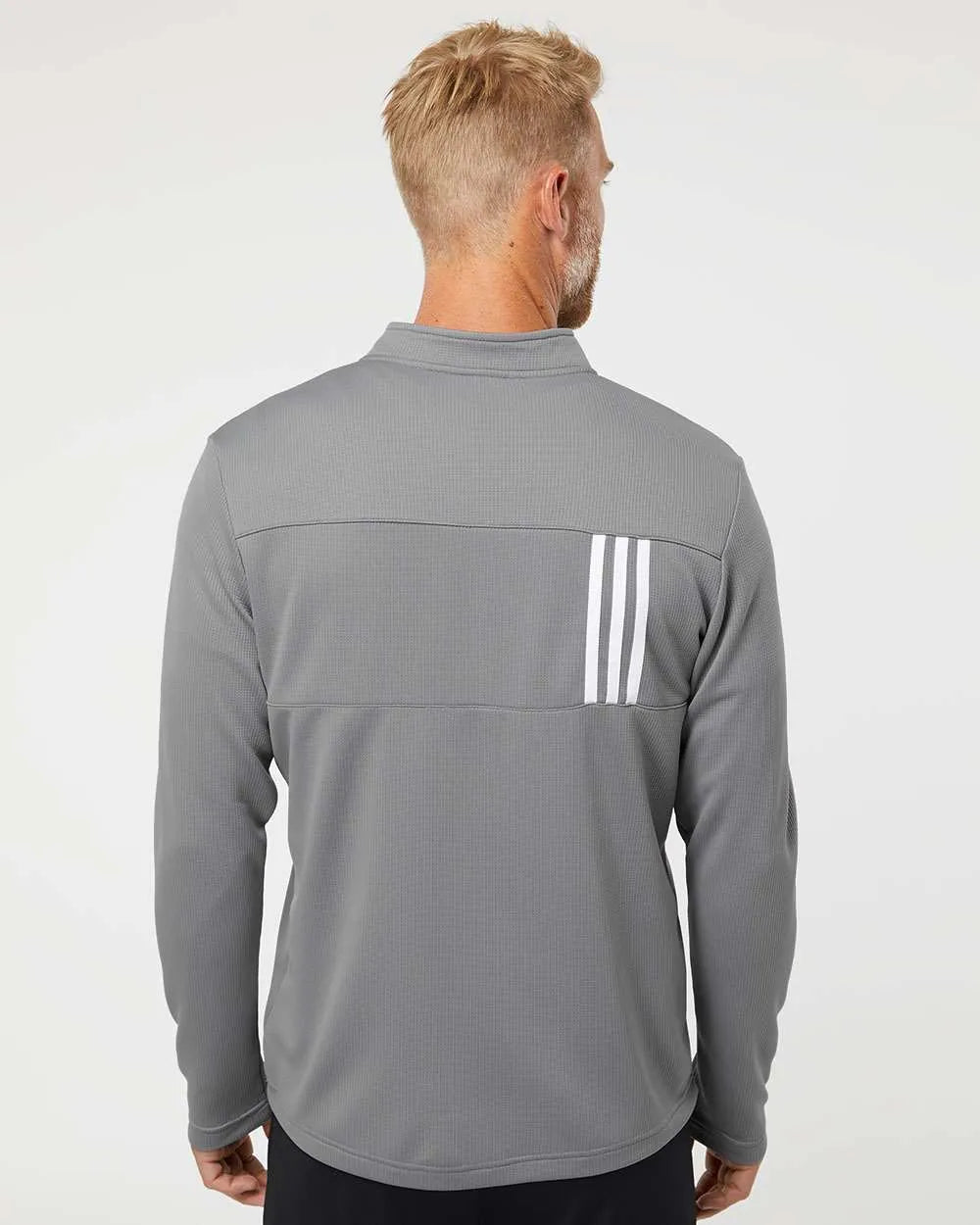 3-Stripes Double Knit Quarter-Zip Pullover grey three/ white_2