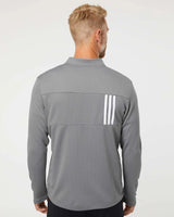 3-Stripes Double Knit Quarter-Zip Pullover grey three/ white_2