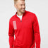 3-Stripes Double Knit Quarter-Zip Pullover team collegiate red/ grey two