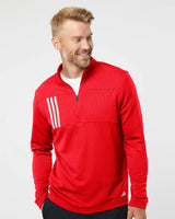 3-Stripes Double Knit Quarter-Zip Pullover team collegiate red/ grey two