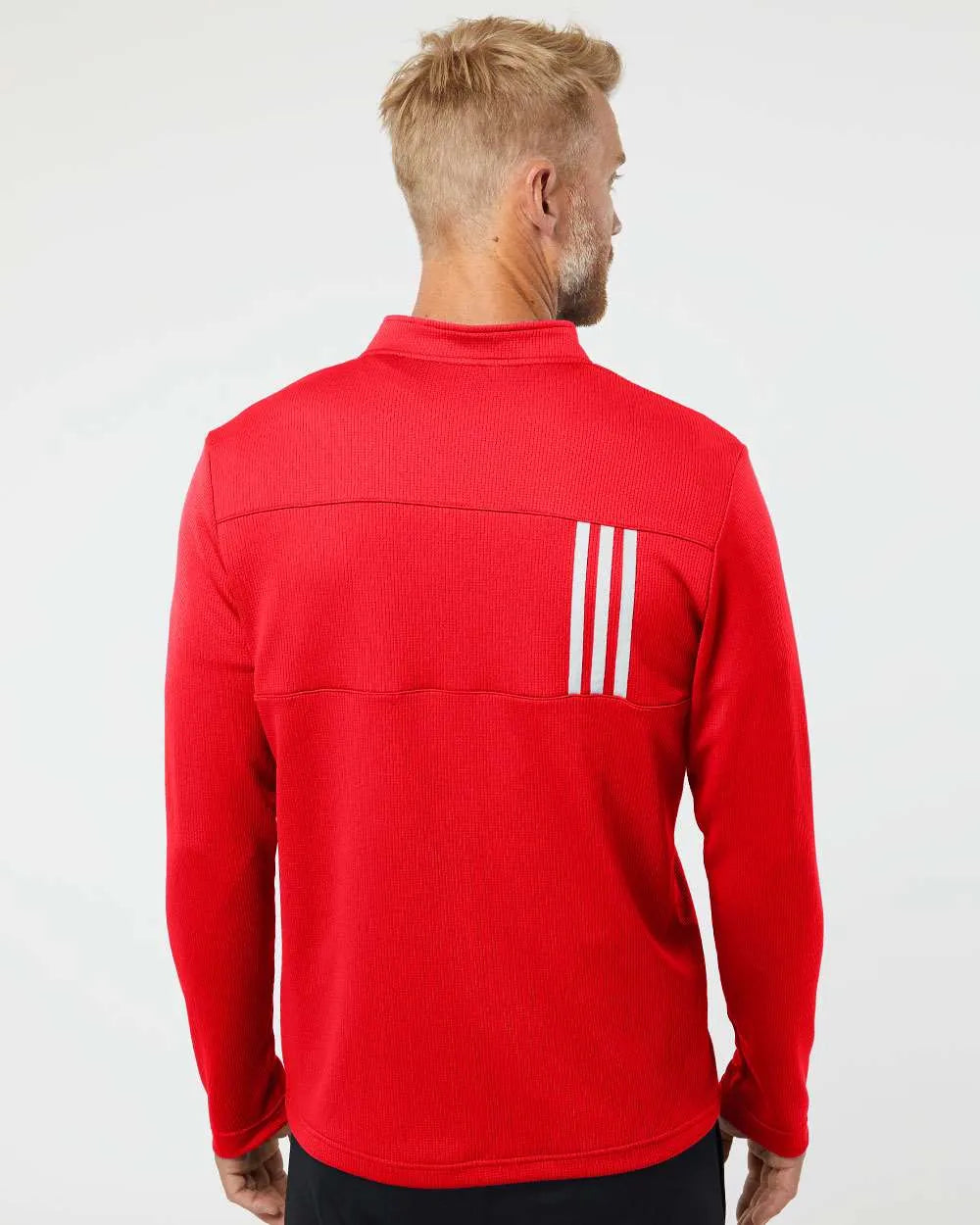 3-Stripes Double Knit Quarter-Zip Pullover team collegiate red/ grey two_2