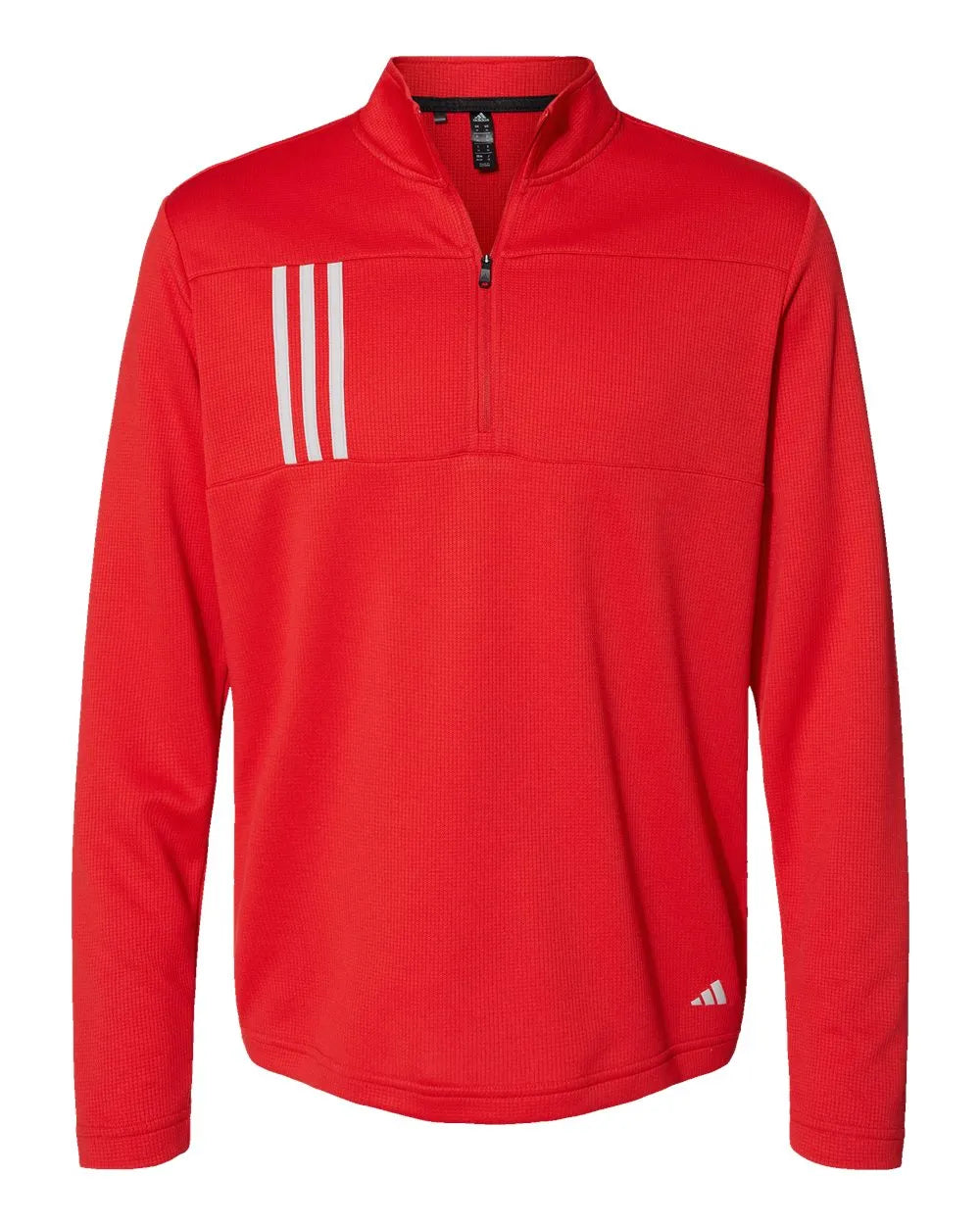 3-Stripes Double Knit Quarter-Zip Pullover team collegiate red/ grey two_3