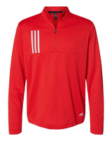 3-Stripes Double Knit Quarter-Zip Pullover team collegiate red/ grey two_3