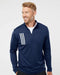 3-Stripes Double Knit Quarter-Zip Pullover team navy blue/ grey two
