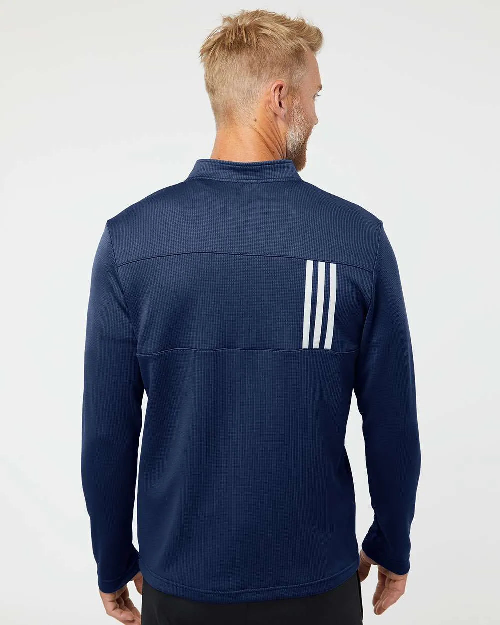 3-Stripes Double Knit Quarter-Zip Pullover team navy blue/ grey two_2