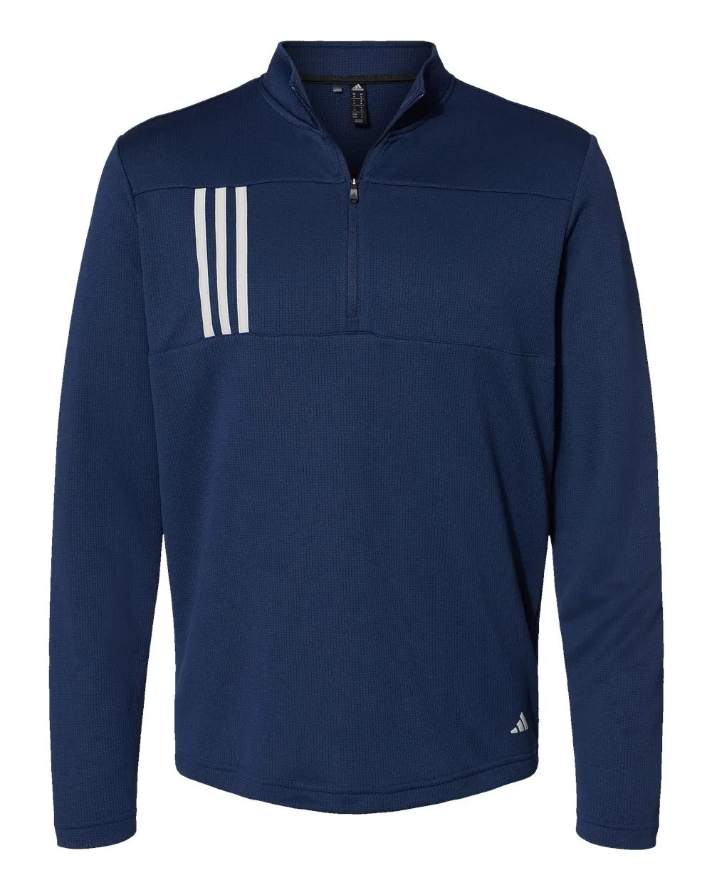 3-Stripes Double Knit Quarter-Zip Pullover team navy blue/ grey two_3