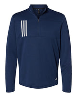 3-Stripes Double Knit Quarter-Zip Pullover team navy blue/ grey two_3