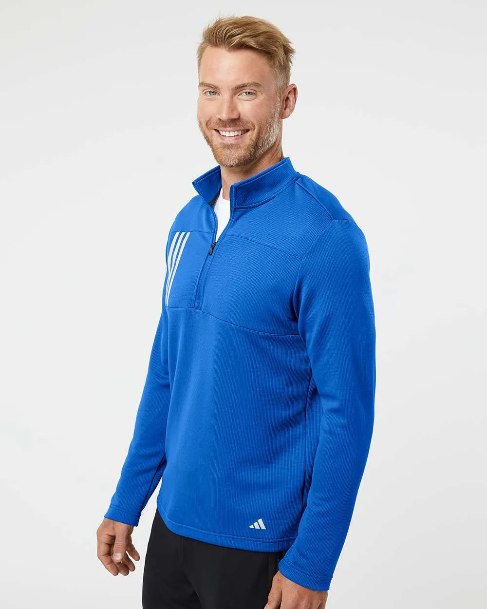 3-Stripes Double Knit Quarter-Zip Pullover team royal/ grey two_1