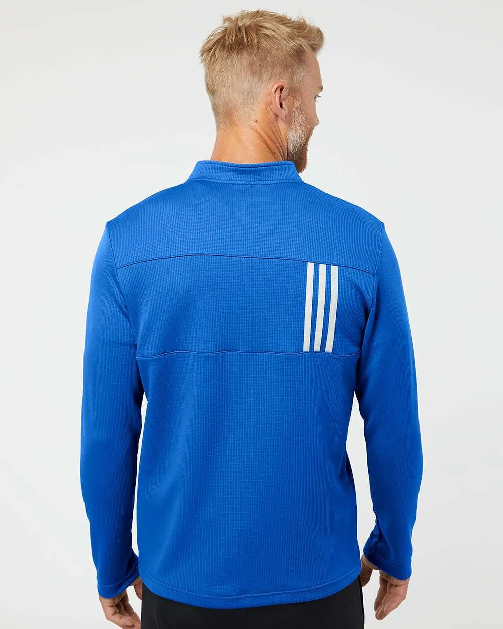 3-Stripes Double Knit Quarter-Zip Pullover team royal/ grey two_2