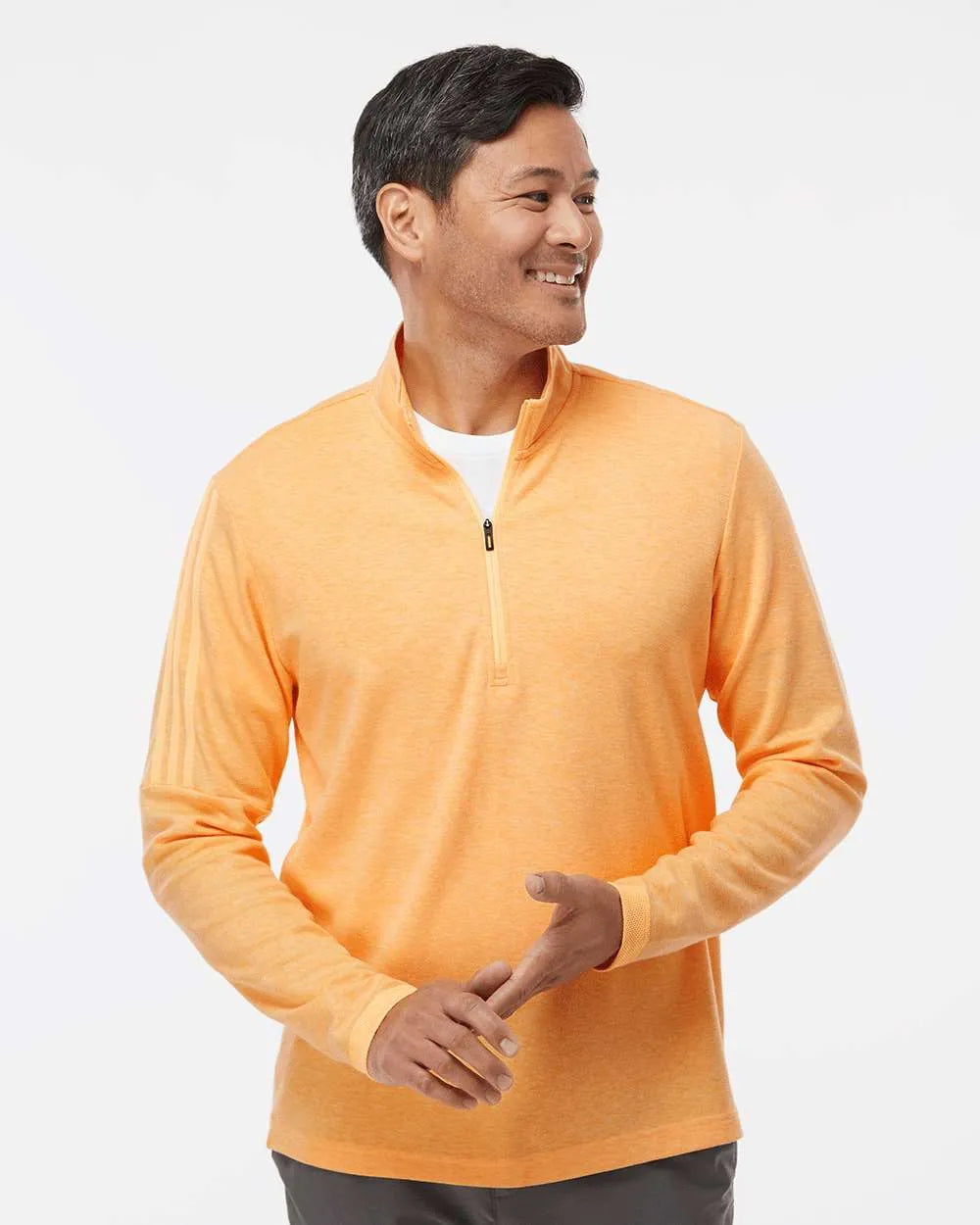 3-Stripes Quarter-Zip Sweater acid orange melange