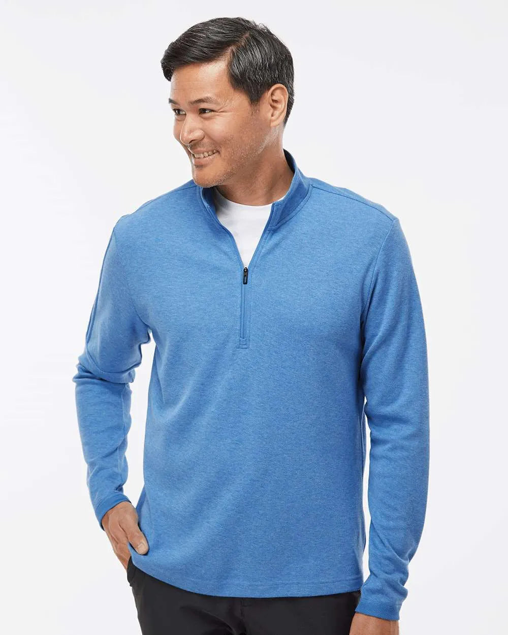 3-Stripes Quarter-Zip Sweater focus blue melange