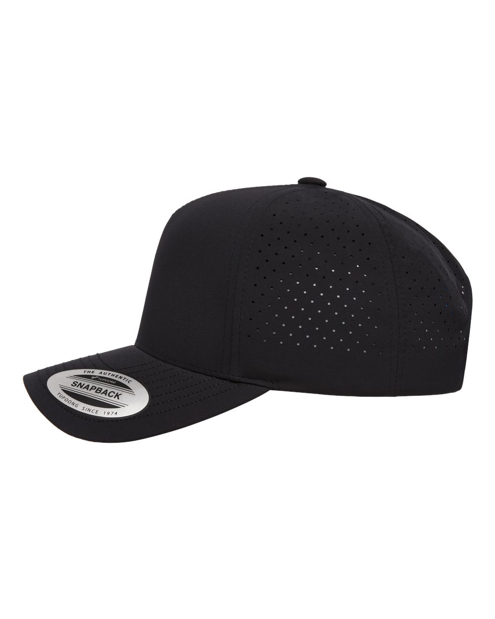 5-Panel Snapback with Perforated Cap Black_2