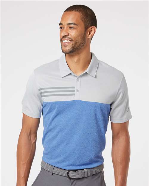 Heathered Colorblocked 3-Stripes Polo