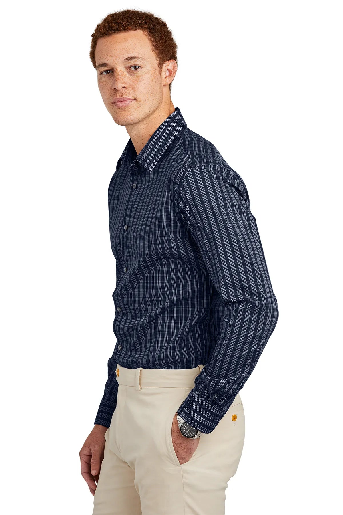 BrooksBrothers_TechStretchPatternedShirtBB18006-navyblazer_whitegridcheck