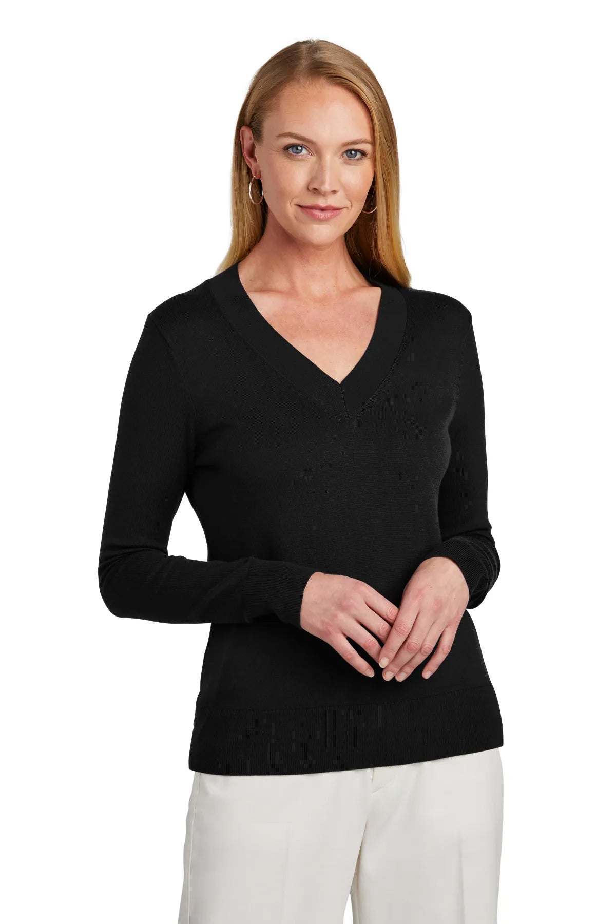 BrooksBrothers_Women_sCottonStretchV-NeckSweaterBB18401-deepblack_4