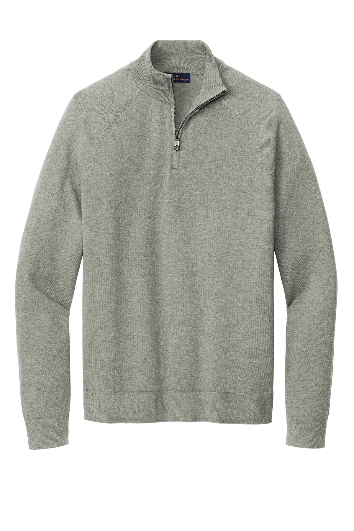 Brooks Brothers® Cotton Stretch 1/4-Zip Sweater BB18402 Light Shadow Grey Heather_3