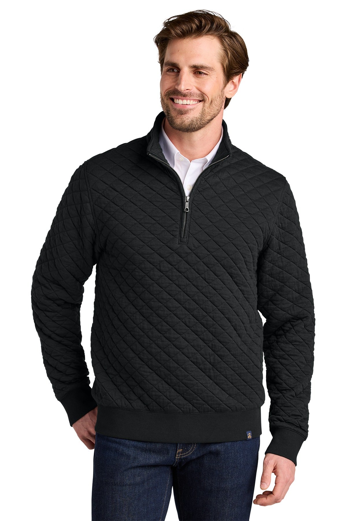 Brooks Brothers ®  Diamond Quilt 1/4-Zip BB18212 Deep Black