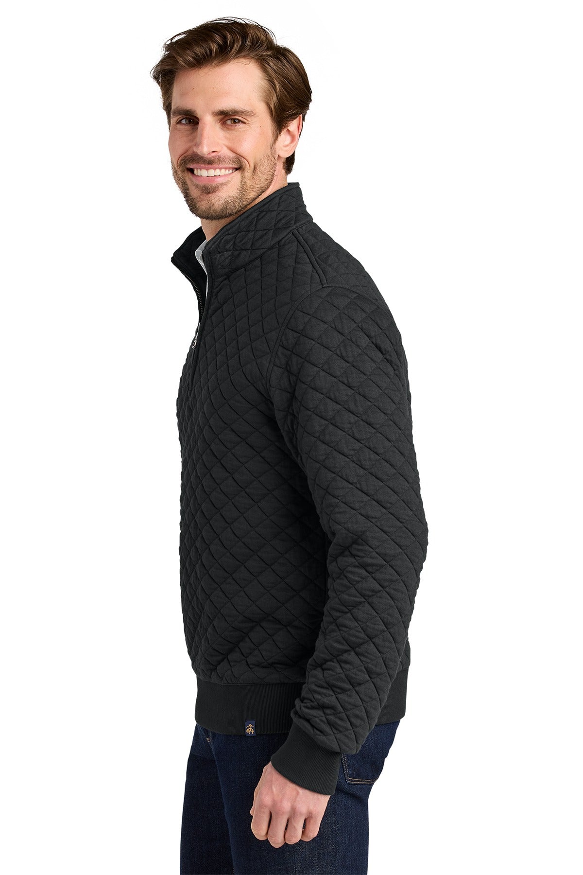 Brooks Brothers ®  Diamond Quilt 1/4-Zip BB18212 Deep Black_1