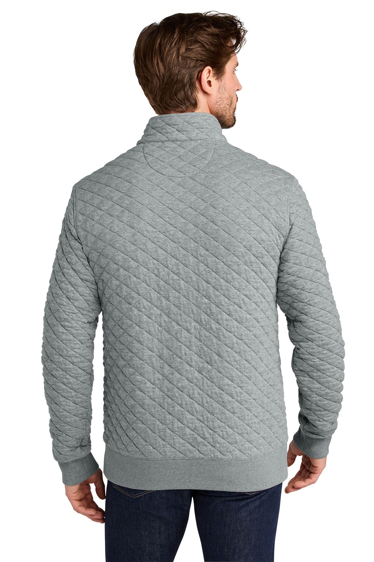 Brooks Brothers ®  Diamond Quilt 1/4-Zip BB18212 Light Shadow Grey Heather_2