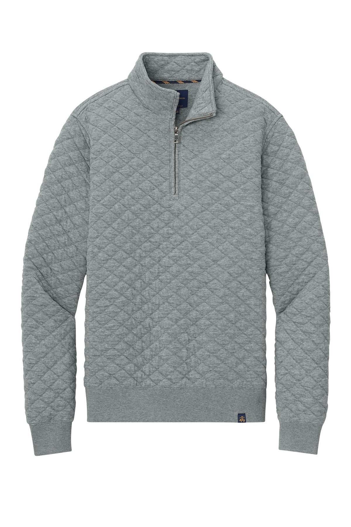 Brooks Brothers ®  Diamond Quilt 1/4-Zip BB18212 Light Shadow Grey Heather_3