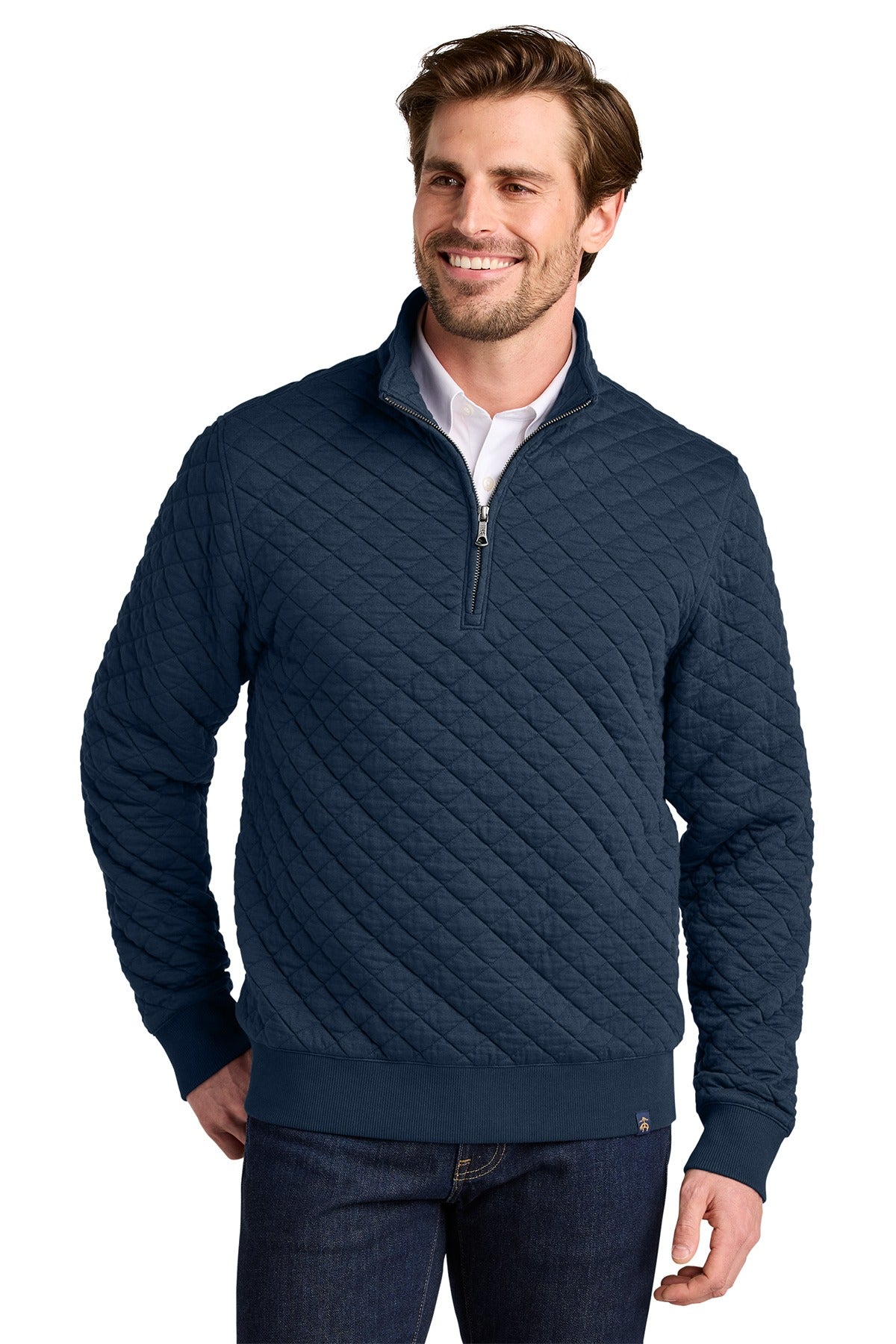 Brooks Brothers ®  Diamond Quilt 1/4-Zip BB18212 Navy Blazer