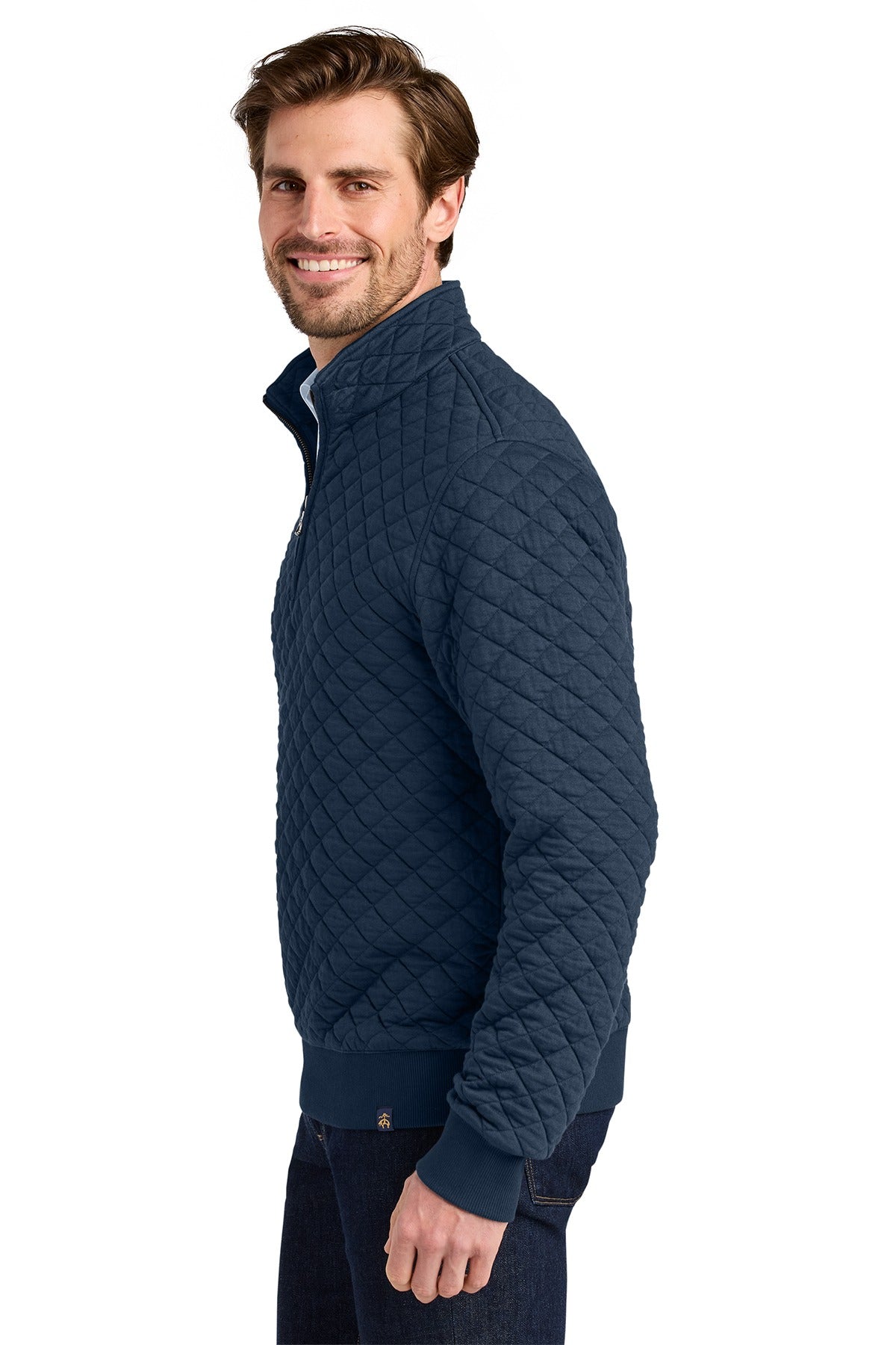 Brooks Brothers ®  Diamond Quilt 1/4-Zip BB18212 Navy Blazer_1
