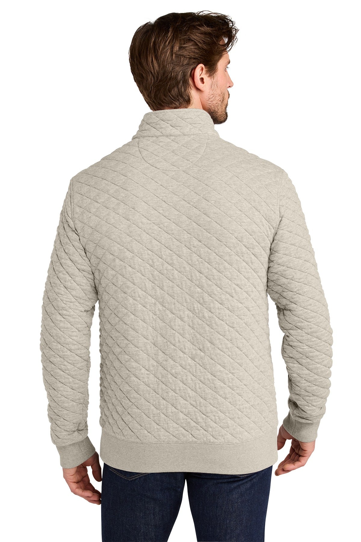 Brooks Brothers ®  Diamond Quilt 1/4-Zip BB18212 Oatmeal Heather_2