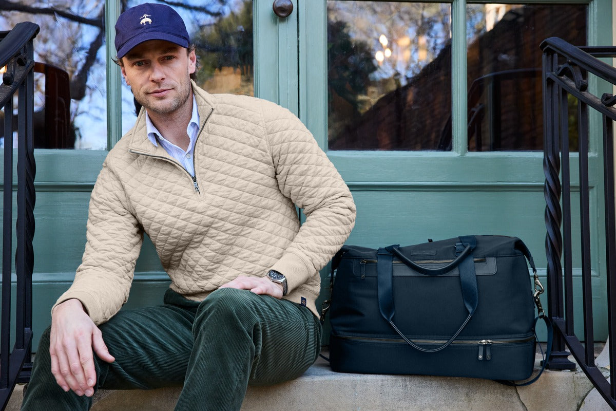 Brooks Brothers ®  Diamond Quilt 1/4-Zip BB18212 Oatmeal Heather_5