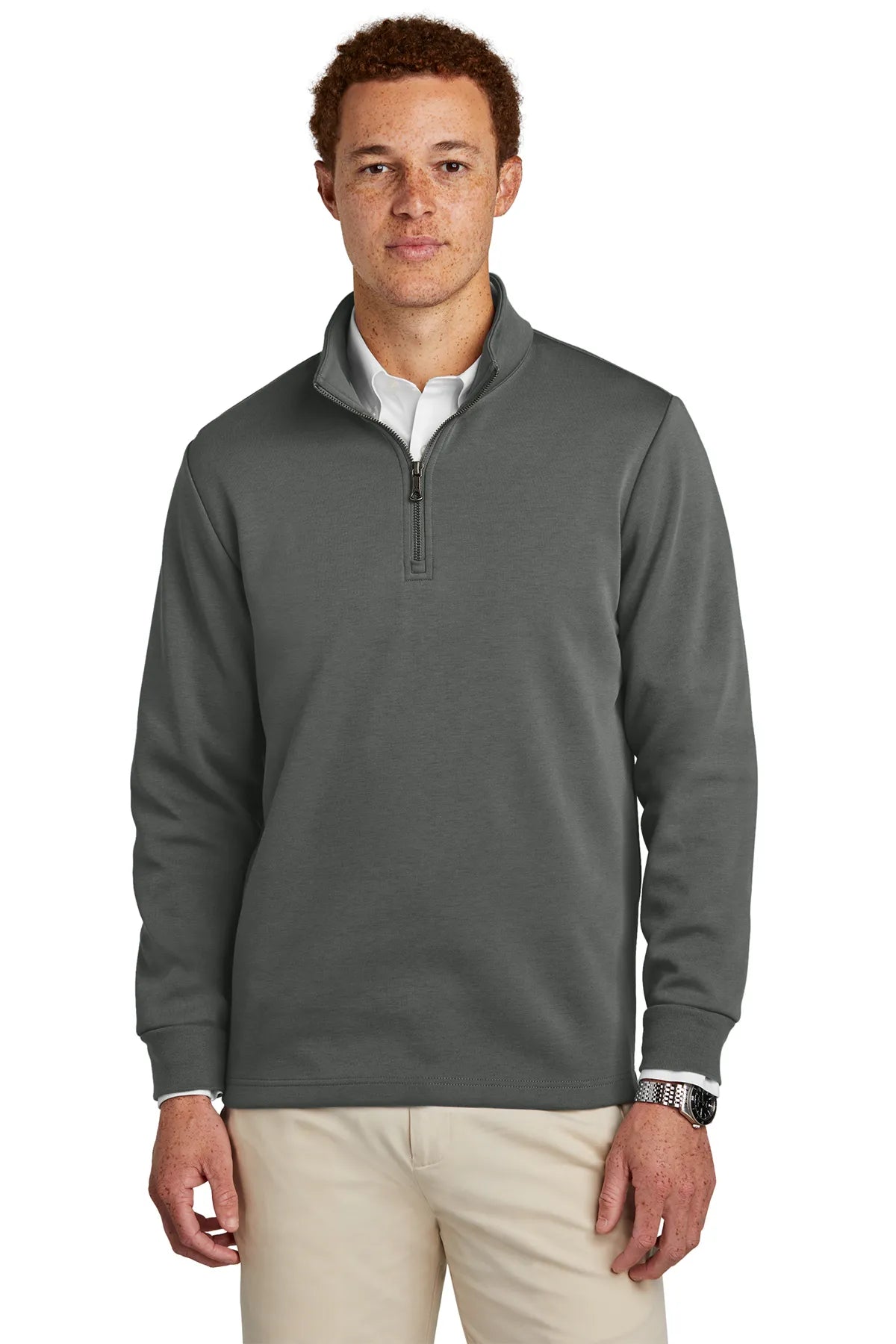 Brooks Brothers® Double-Knit 1/4-Zip BB18206 Windsor Grey