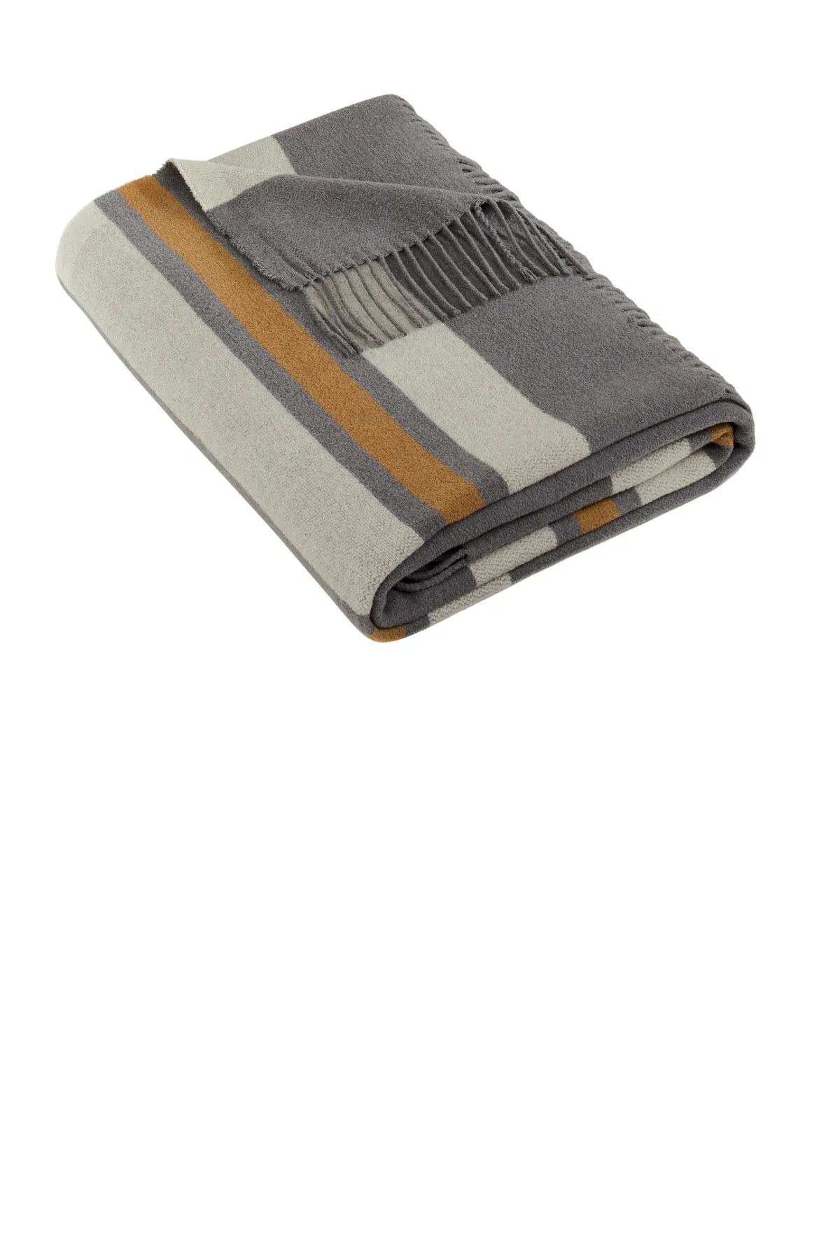 Brooks Brothers ®  Heritage Blanket BB19000 Shadow Grey/ Marshmallow/ Tan