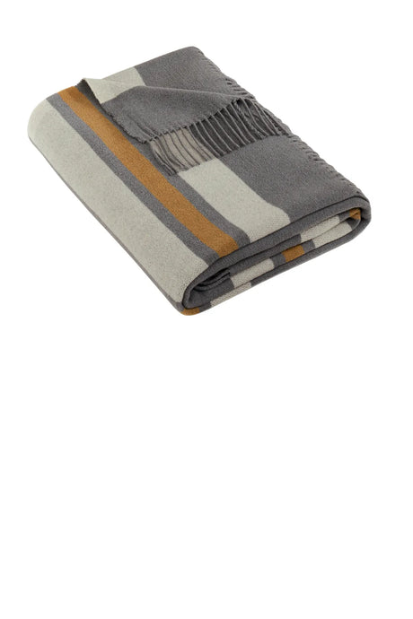 Brooks Brothers ®  Heritage Blanket BB19000 Shadow Grey/ Marshmallow/ Tan