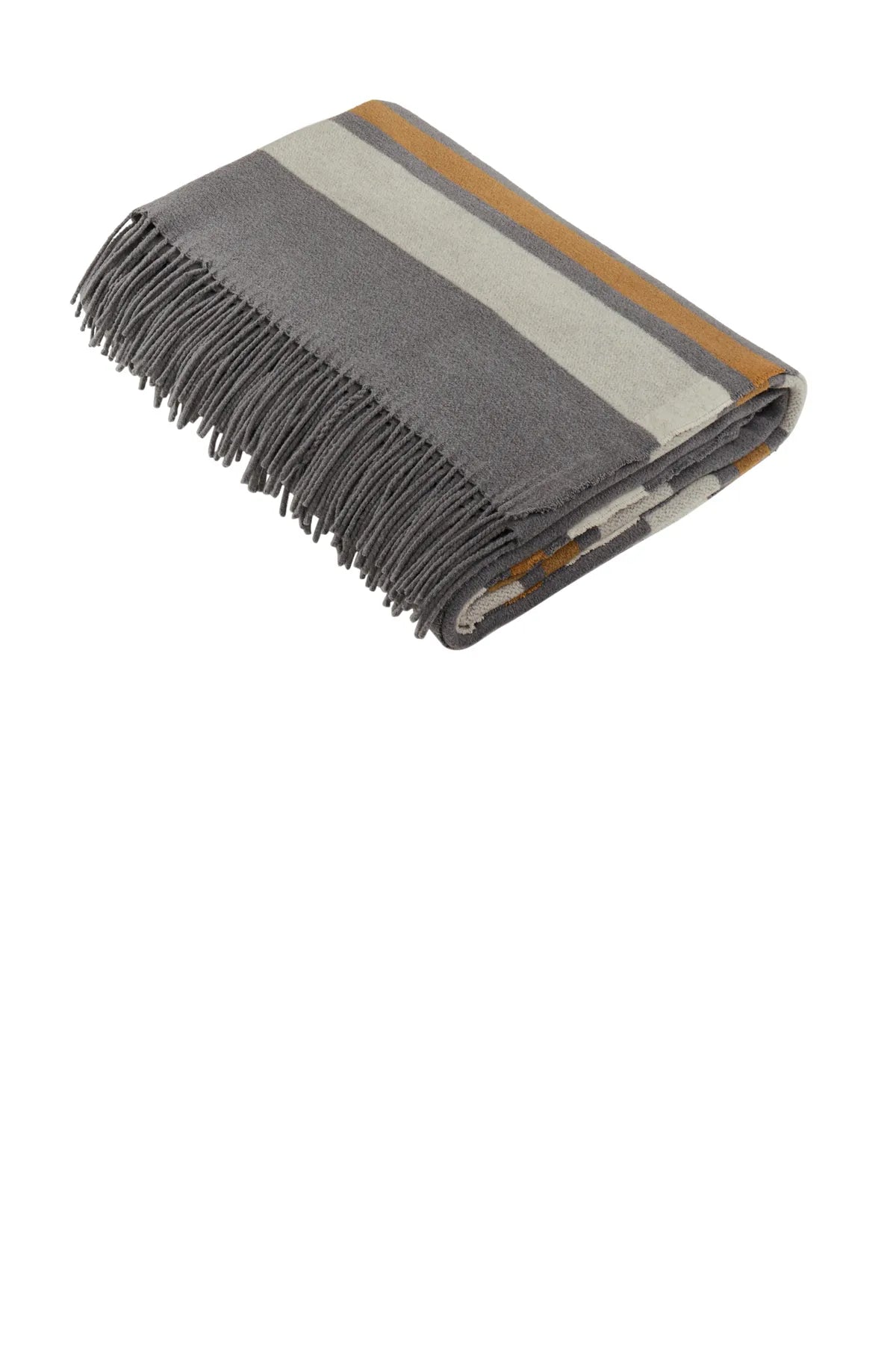 Brooks Brothers ®  Heritage Blanket BB19000 Shadow Grey/ Marshmallow/ Tan_1
