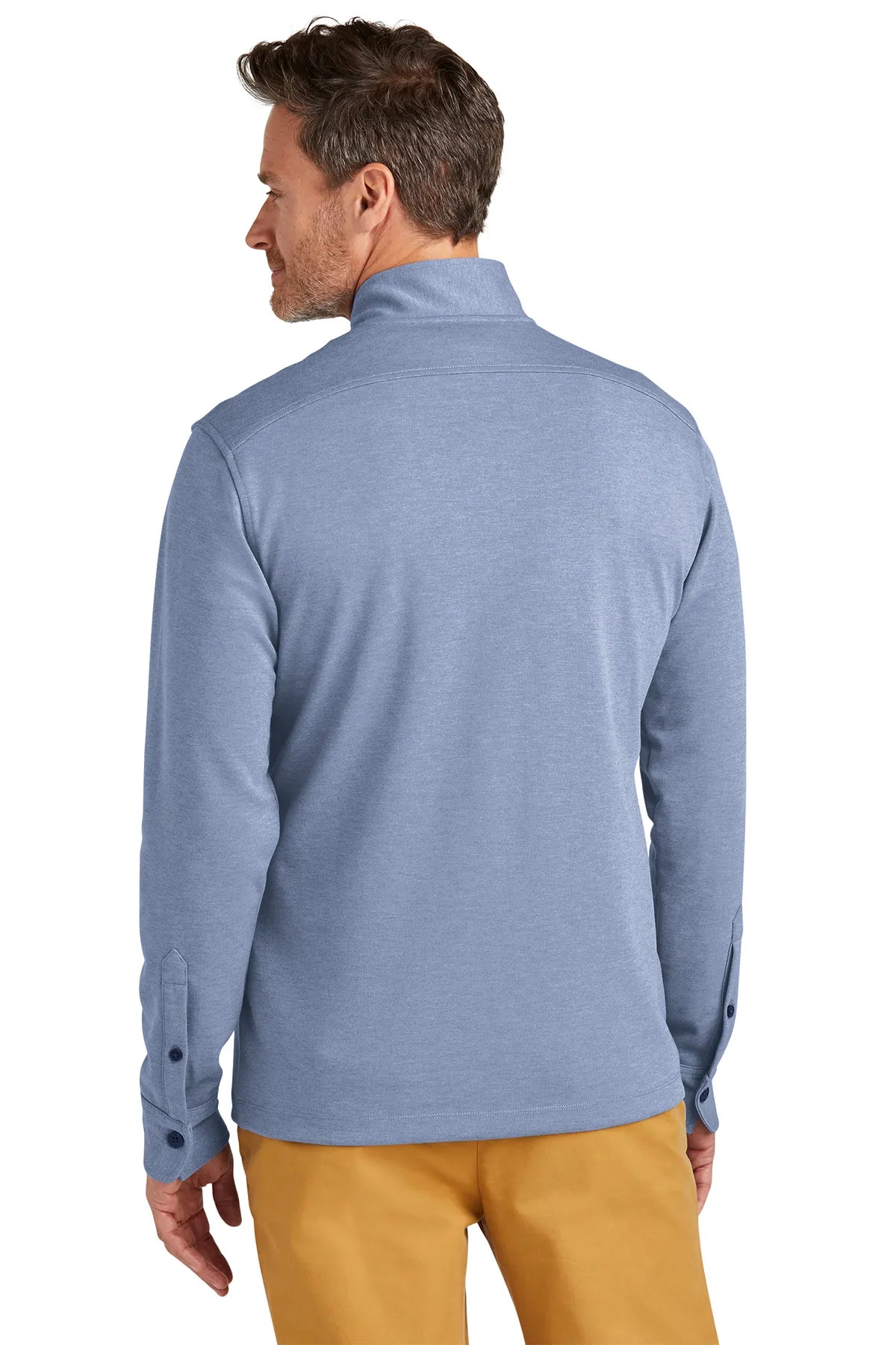 Brooks Brothers® Mid-Layer Stretch 1/2-Button BB18202 Aegean Blue Heather_1