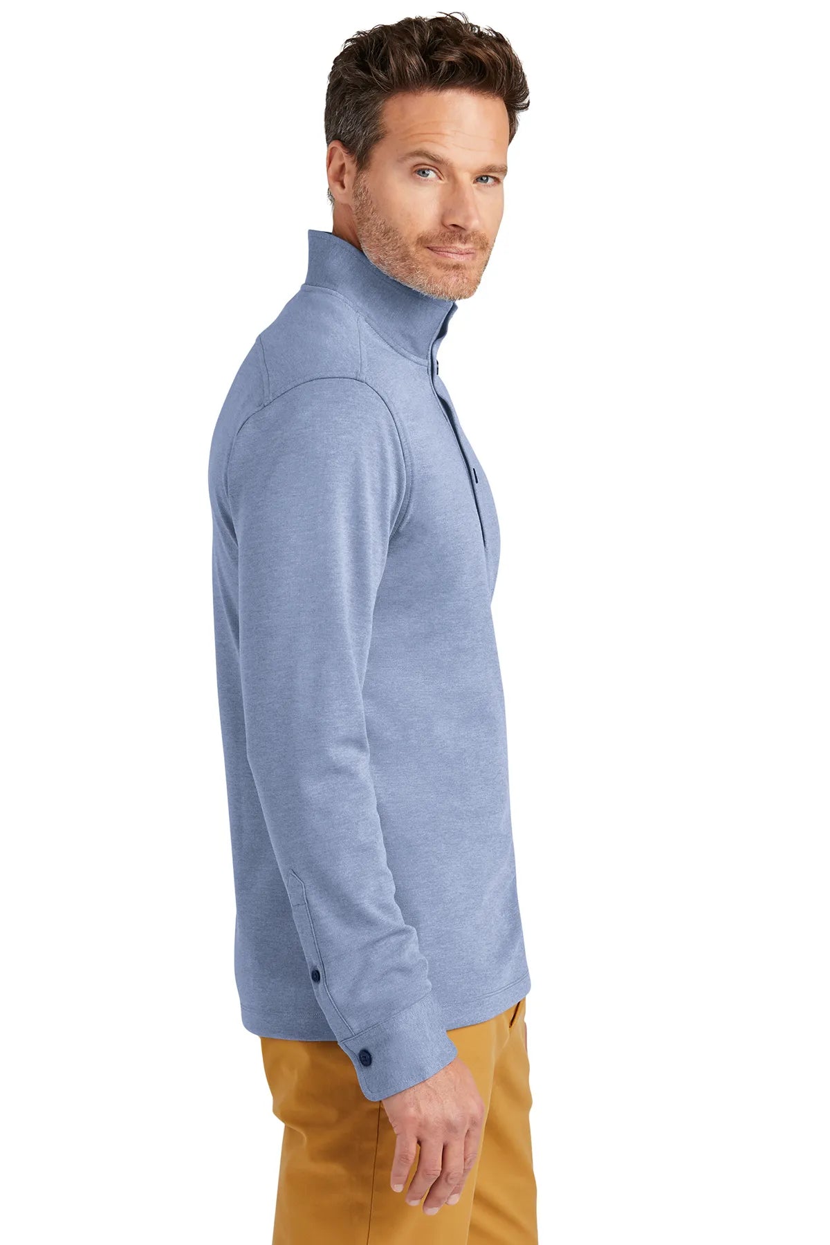 Brooks Brothers® Mid-Layer Stretch 1/2-Button BB18202 Aegean Blue Heather_2
