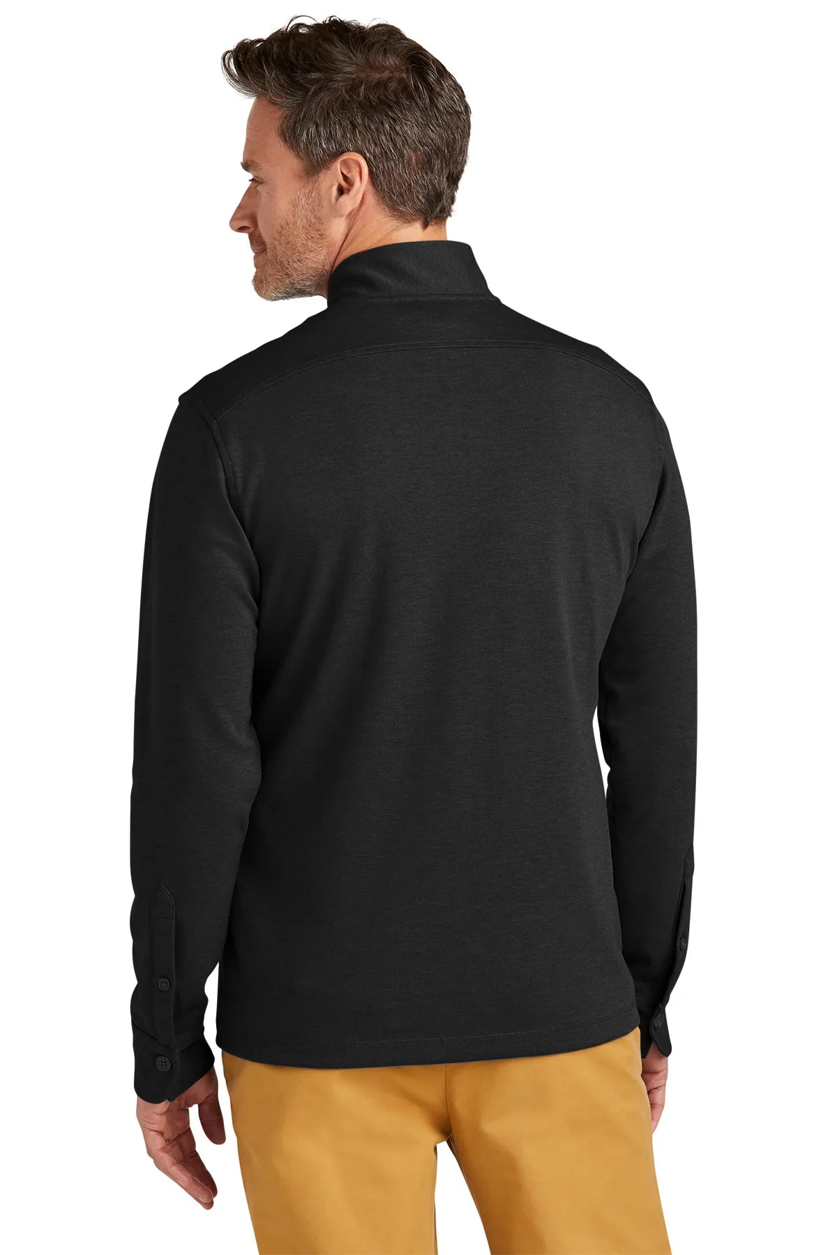 Brooks Brothers® Mid-Layer Stretch 1/2-Button BB18202 Black Heather_1