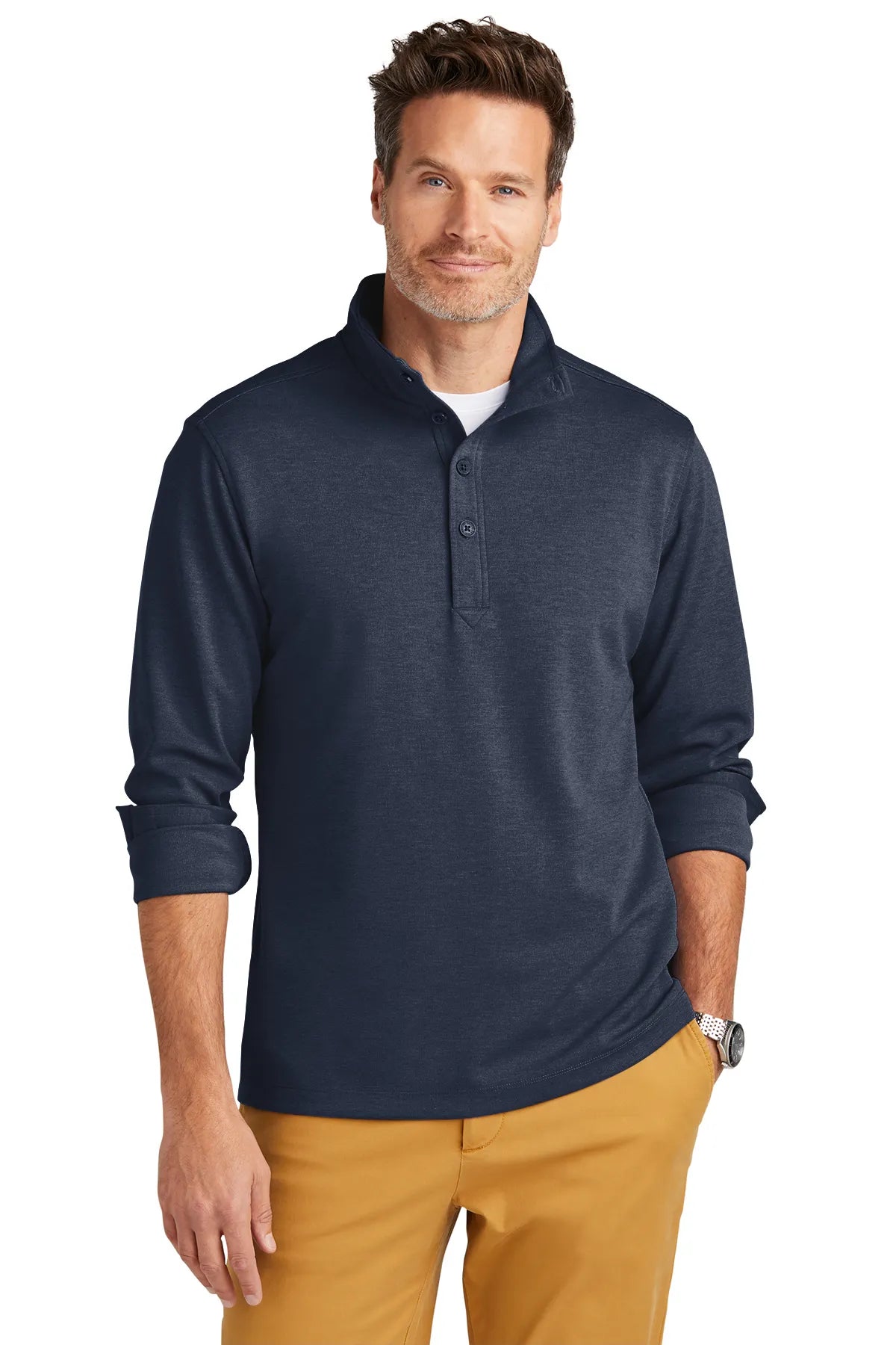 Brooks Brothers® Mid-Layer Stretch 1/2-Button BB18202 Navy Blazer Heather