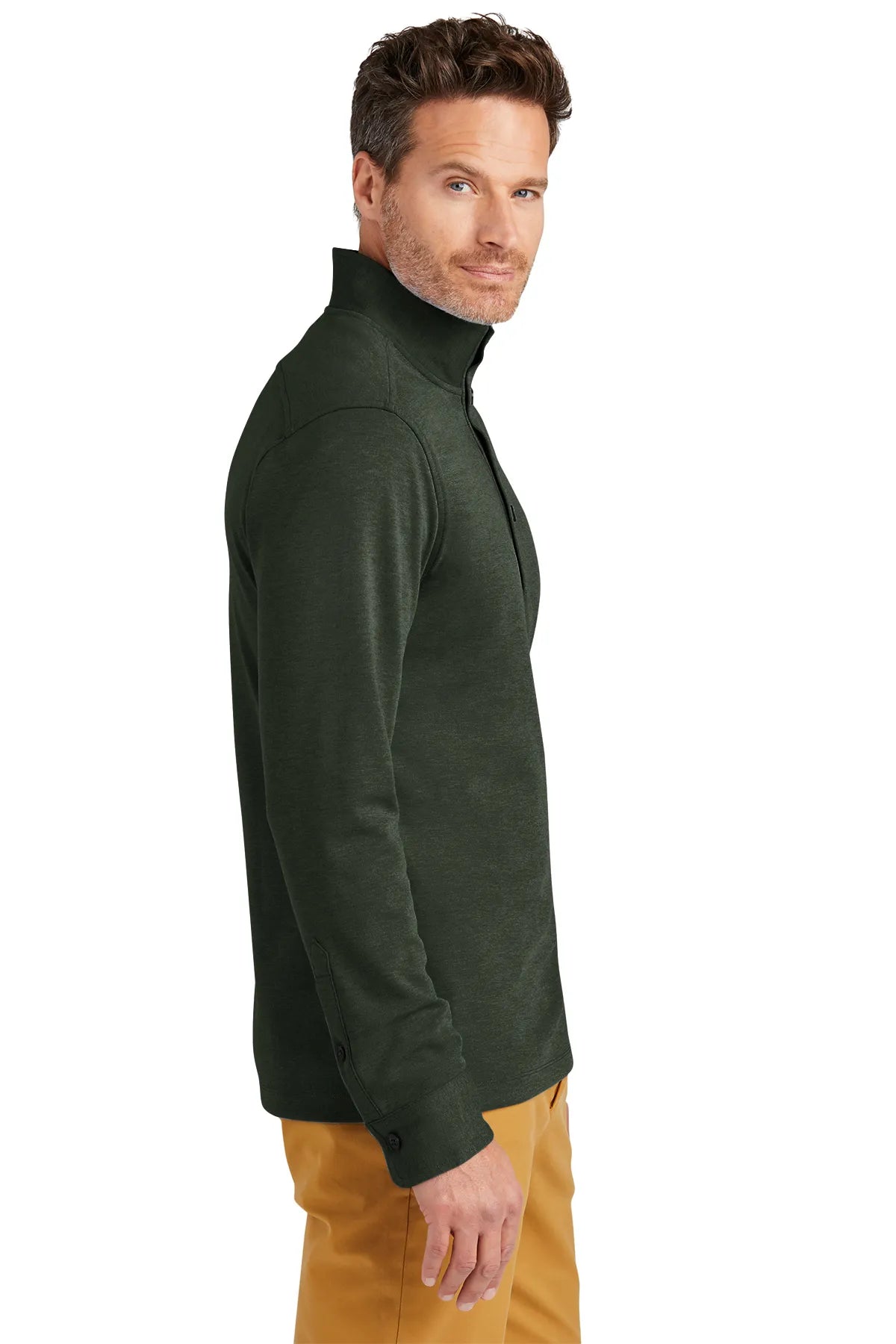 Brooks Brothers® Mid-Layer Stretch 1/2-Button BB18202 Pine Heather_2
