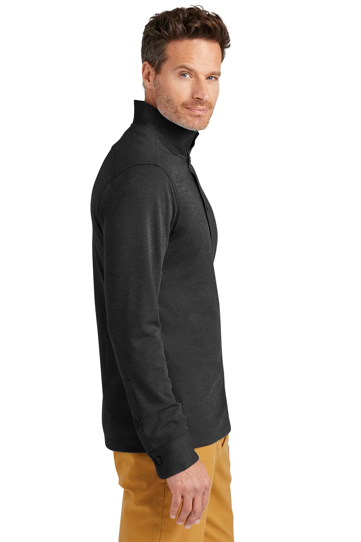 Brooks Brothers® Mid-Layer Stretch 1/2-Button BB18202 Windsor Grey Heather_2