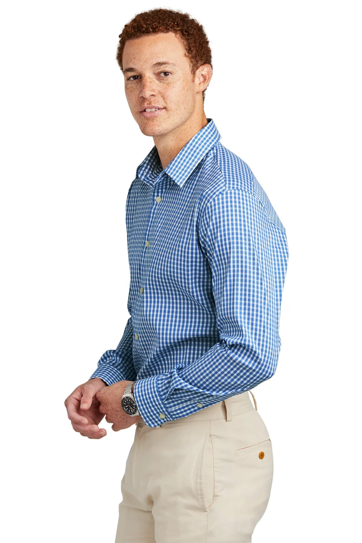 Brooks Brothers® Tech Stretch Patterned Shirt BB18006 Charter Blue Check_2