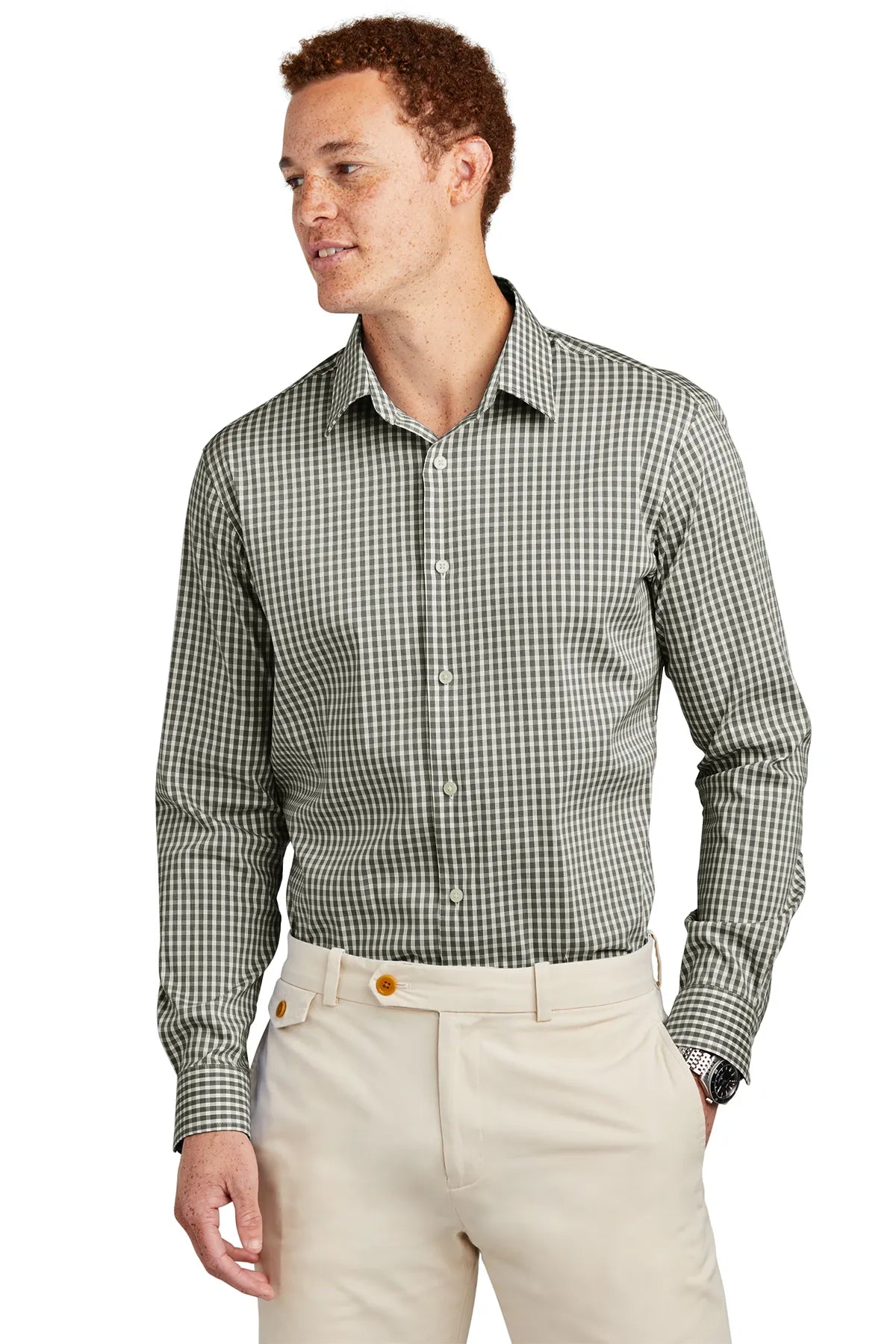 Brooks Brothers® Tech Stretch Patterned Shirt BB18006 Deep Black Check