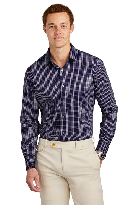 Brooks Brothers® Tech Stretch Patterned Shirt BB18006 Navy Blazer Multi Check
