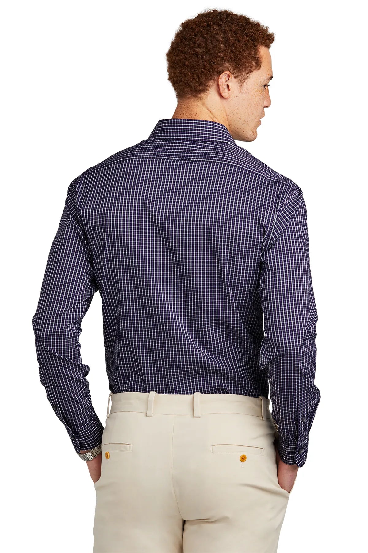 Brooks Brothers® Tech Stretch Patterned Shirt BB18006 Navy Blazer Multi Check_1