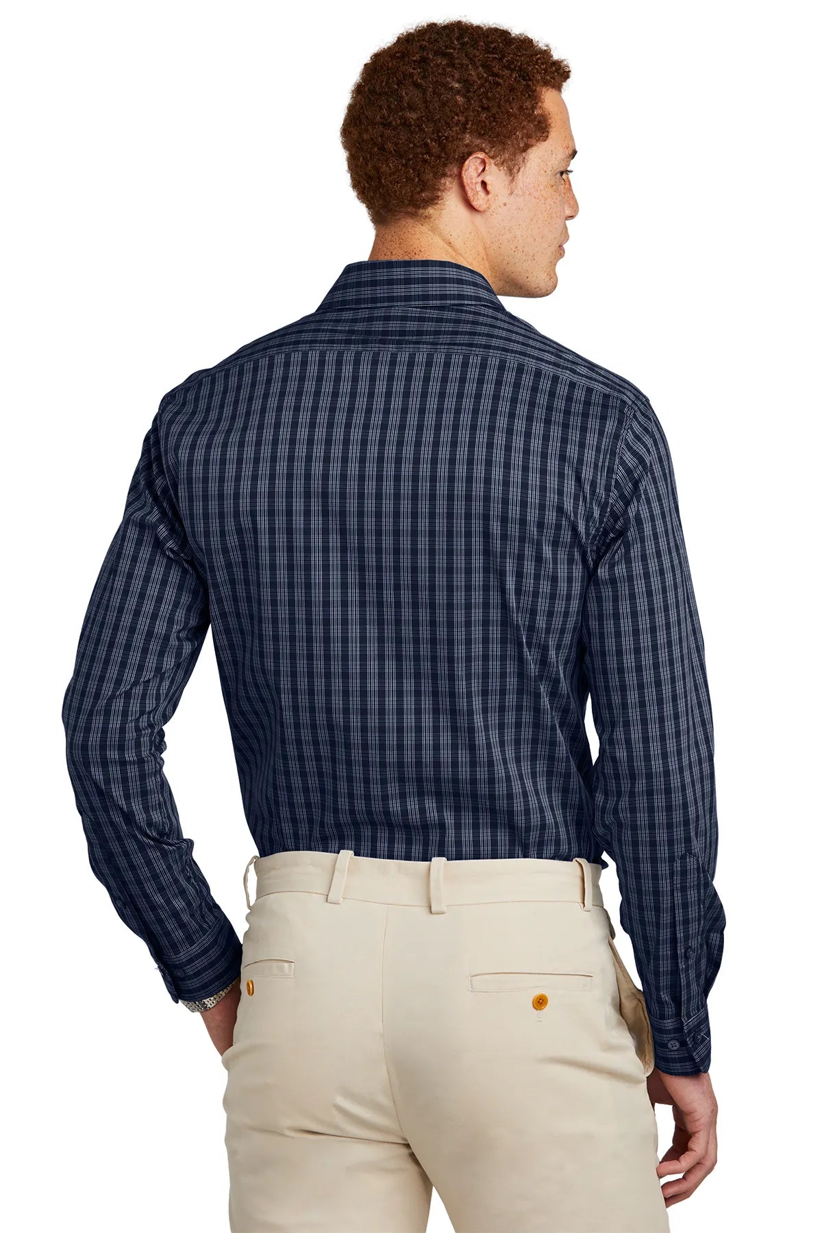 Brooks Brothers® Tech Stretch Patterned Shirt BB18006 Navy Blazer/ White Grid Check_1