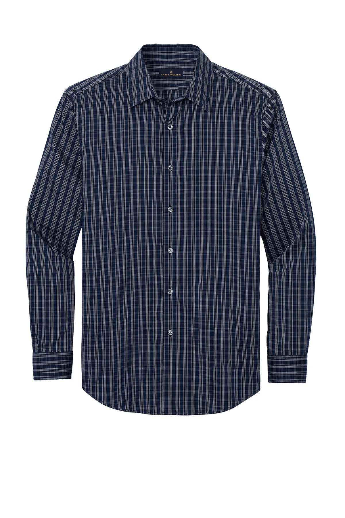 Brooks Brothers® Tech Stretch Patterned Shirt BB18006 Navy Blazer/ White Grid Check_3